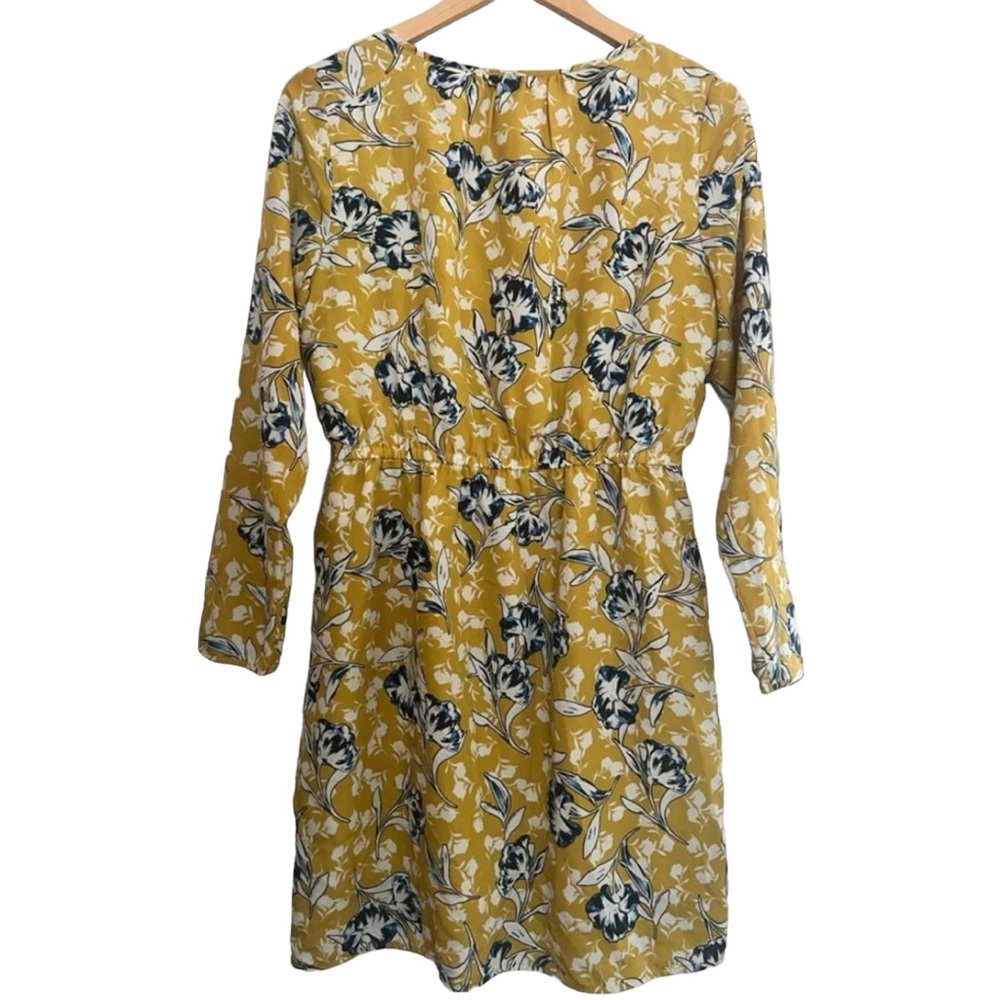 J. Crew Yellow 2017 Blue Floral Scoop Neck Dress Size 6 - Picture 4 of 5